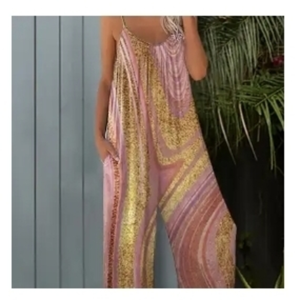 Elegant Pink and Gold Women's Jumpsuit